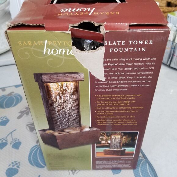 Slate tower fountain by Sarah Peyton home new open box - Picture 4 of 9
